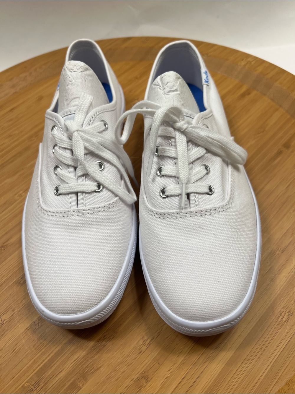 Keds Champion Woman’s  Canvas Lace-Up Sneakers - White 6 WIDE